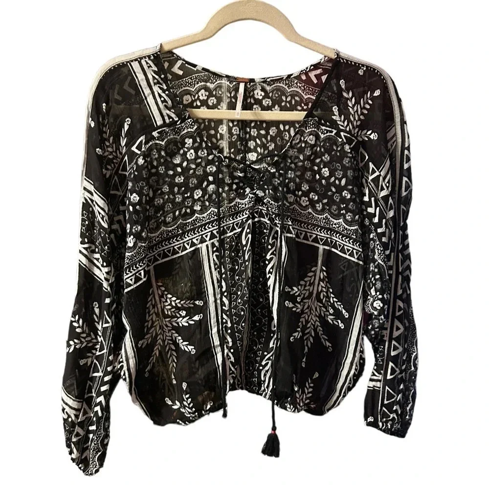 FREE PEOPLE BOHO SHEER BLOUSE